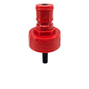 A red carbonation cap hose connector with a black stem, shown against a white background with a black 'duotight' logo overlay at the bottom.