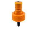 An orange plastic hose connector fitting with a black stem, shown on a white background with a black 'duotight' logo overlay at the bottom.