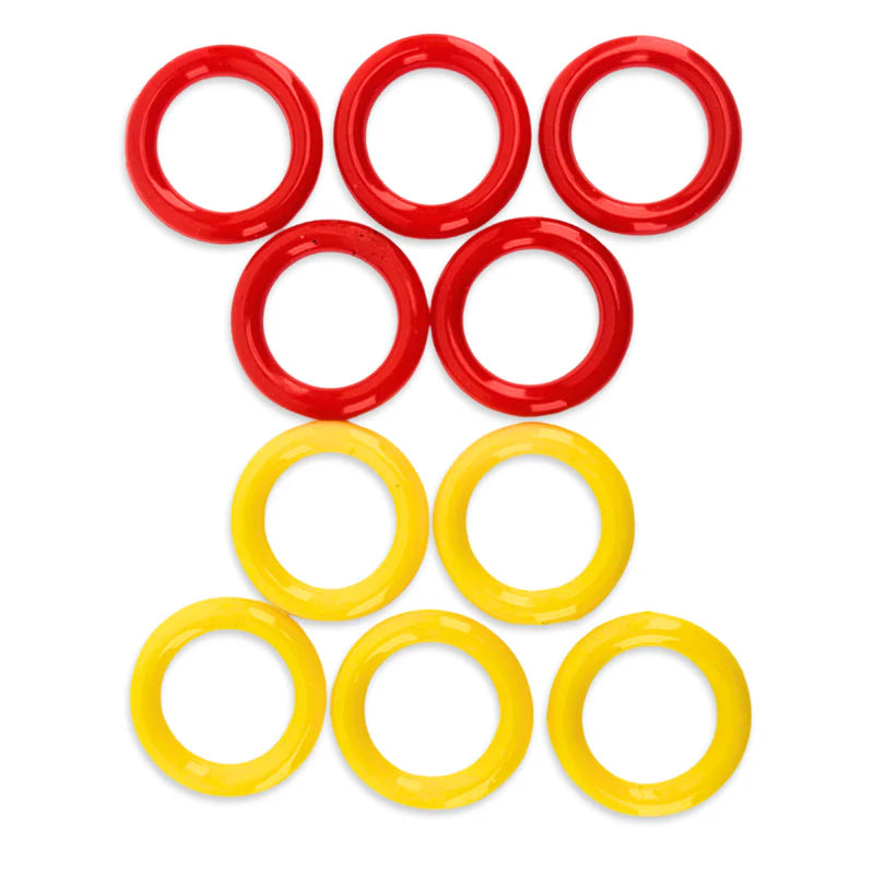 10 Pack of Colour Coded Silicone Post O-Rings (5 x Red Gas + 5 x Yellow Liquid)
