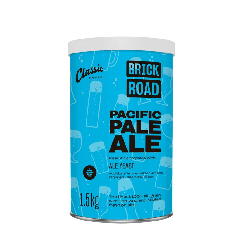 Brick Road Pacific Pale Ale beer kit can on a white background