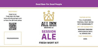 All Inn Brewing Co. Session Ale label with branding and product details.