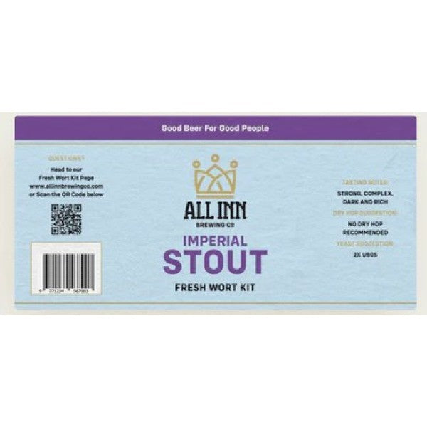 All Inn Brewing Fresh Wort Kit - IMPERIAL STOUT (in store pick up only)
